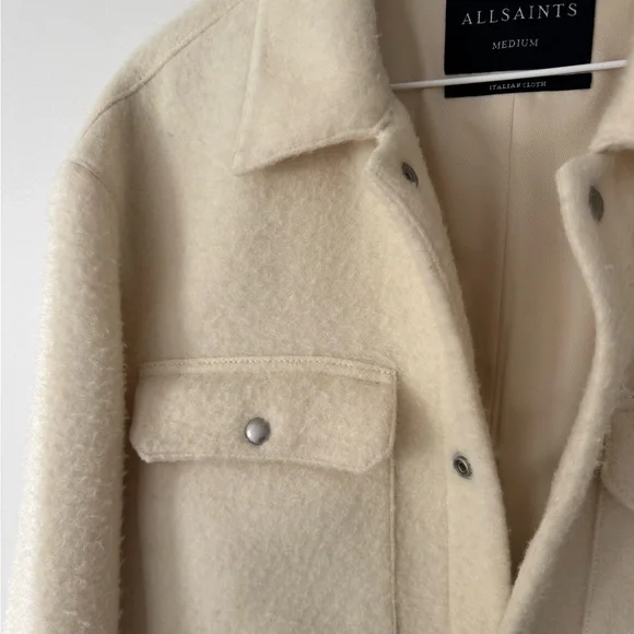 All Saints Off-White Minard Wool Shirt Jacket Med - Picture 5 of 8